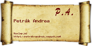 Petrák Andrea névjegykártya
