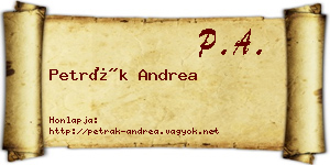 Petrák Andrea névjegykártya
